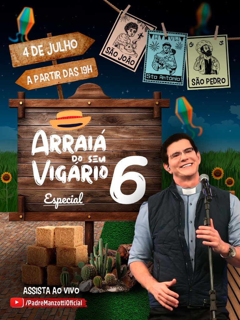 Padre Reginaldo Manzotti apresenta a 6ª edição do Arraiá do Seu Vigário no dia 4 de julho