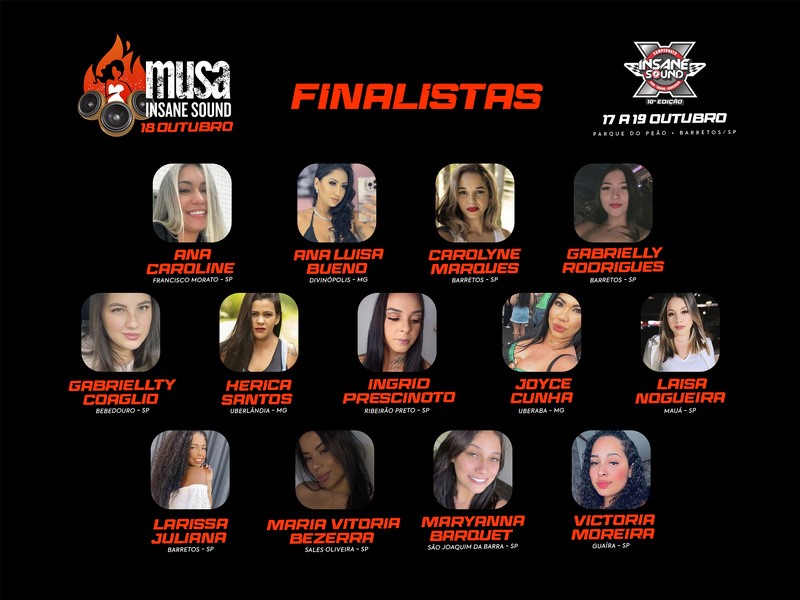 Concurso Musa Insane Sound tem 13 finalistas 