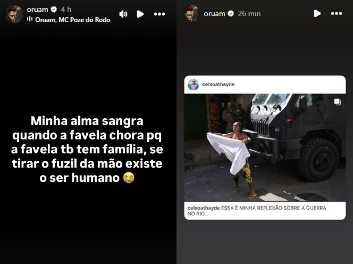 Rapper Oruam critica operação policial no Rio e denuncia impactos sobre moradores