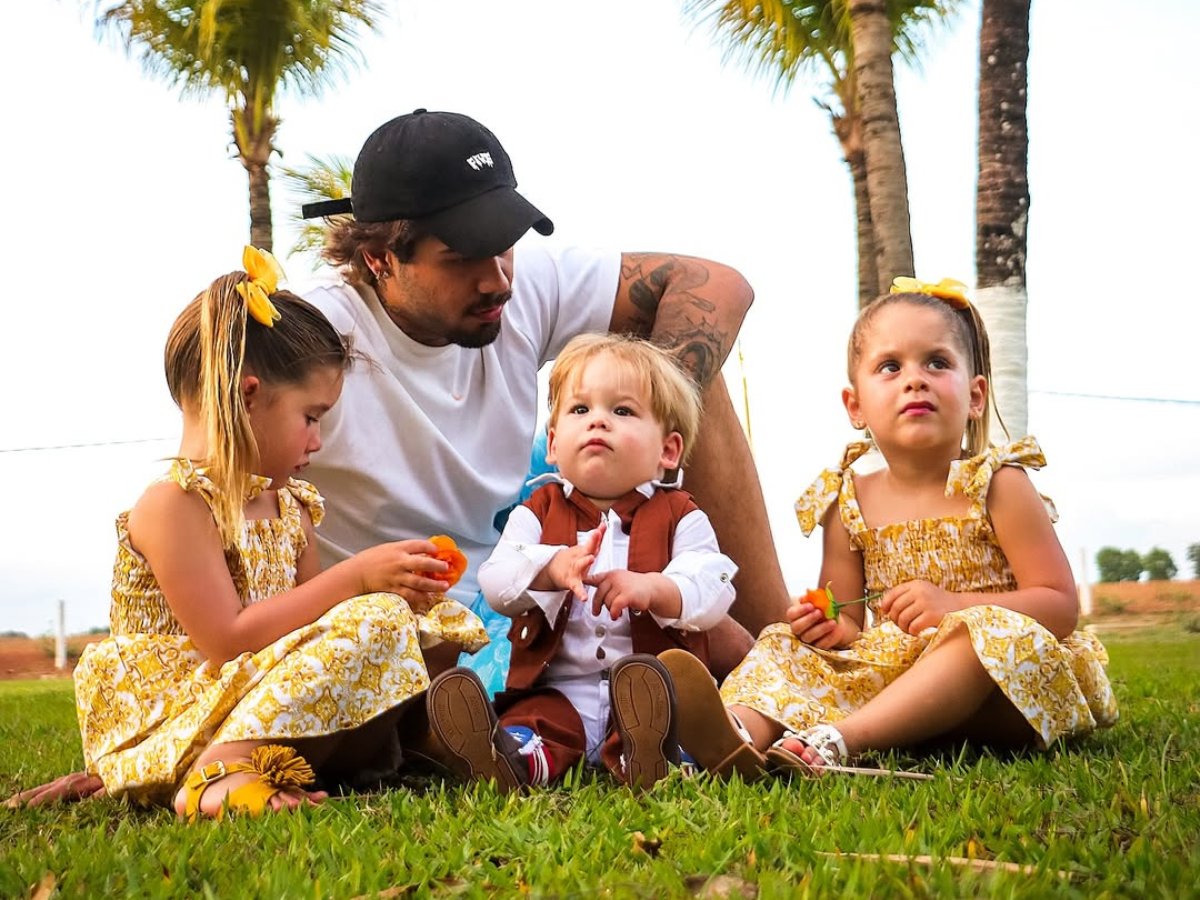 Com Virginia na Europa, Zé Felipe dedica fim de semana aos filhos na Fazenda Talismã
