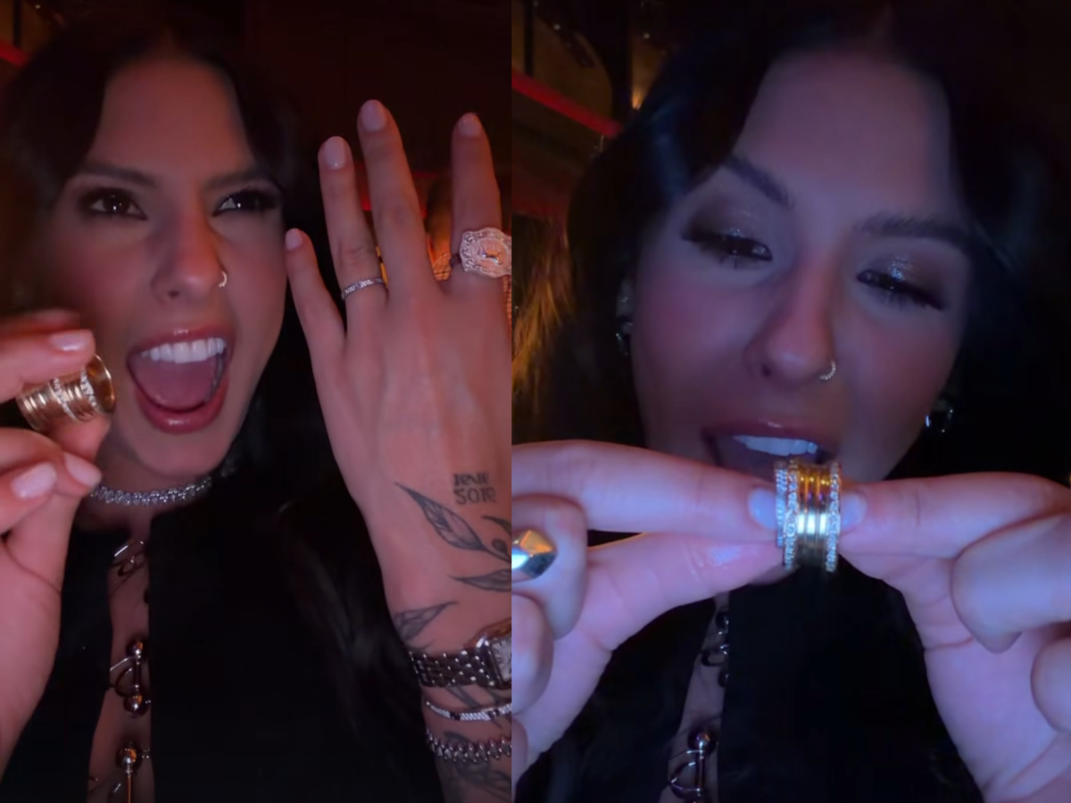 Ana Castela zoa tamanho da aliança de Zé Felipe e diverte amigos durante noite em Las Vegas