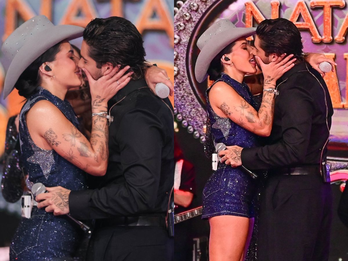 Beijo apaixonado de Zé Felipe e Ana Castela agita gravação de especial natalino no SBT