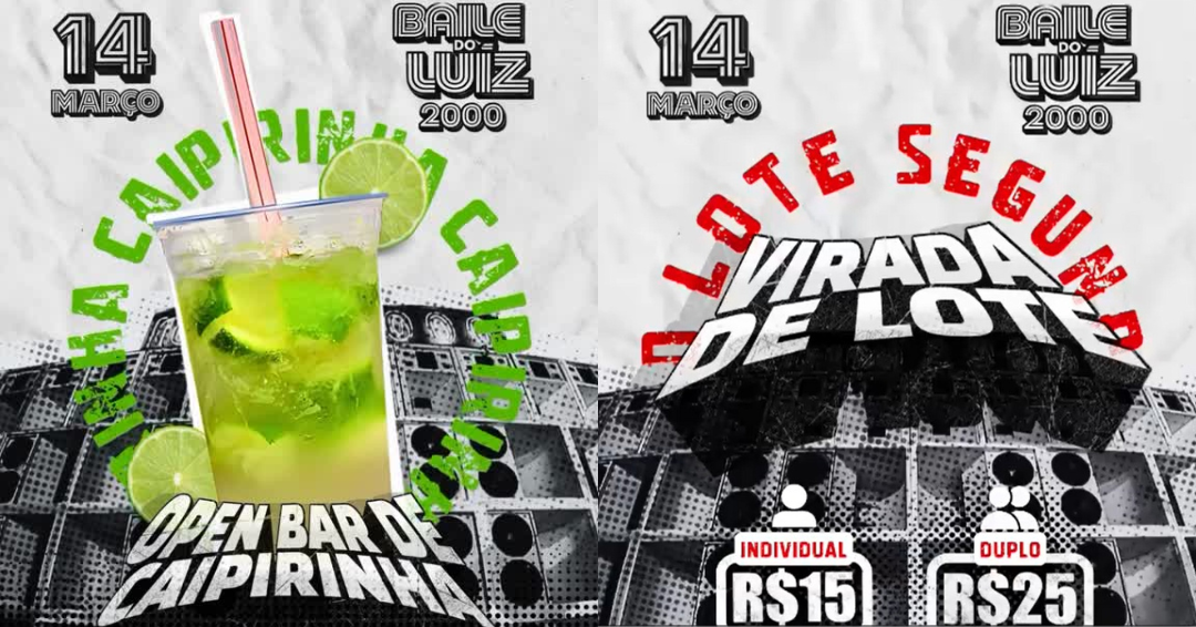 Baile do Luiz 2000 acontece no dia 14 de março e já esgotou o primeiro lote